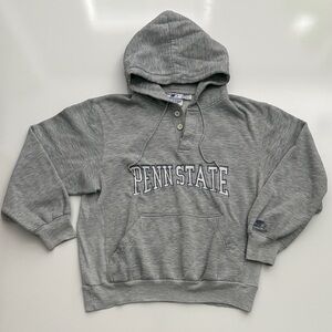 Vintage 90s Starter Penn State Embroidered Hoodie Sweatshirt Grey size Medium